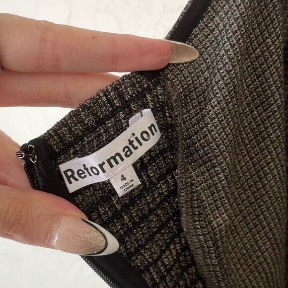 Reformation Stratford Wool Blend Midi Off the Shoulder Dress Size 4 - Picture 7 of 10